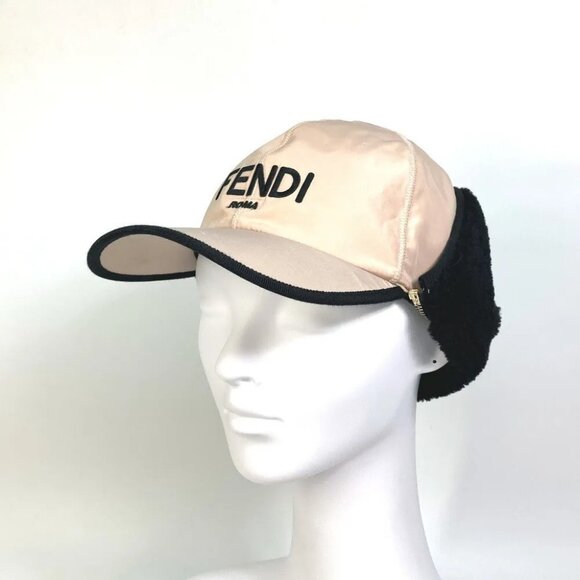 FENDI FXQ679 logo Flight cap With bore hat polyester pink main image 10